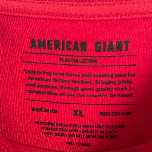 American Giant Unisex USA Tee Shirt Men's XL Red "AMERICAN MADE" Premium Cotton - Picture 2 of 11